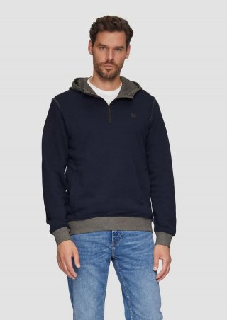 s.Oliver Hoodie mit Stehkragen und Reißverschluss - navy