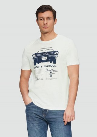 s.Oliver Baumwoll-T-Shirt mit Ford®-Print - weiß