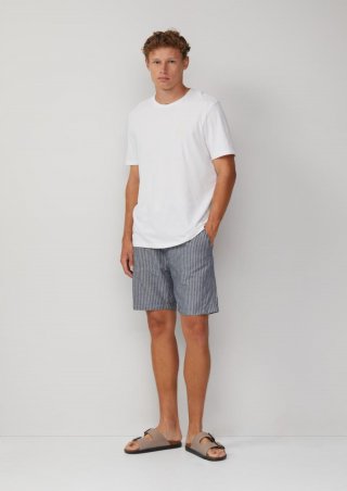 s.Oliver Gestreifte Shorts aus Leinenmix - tiefblau