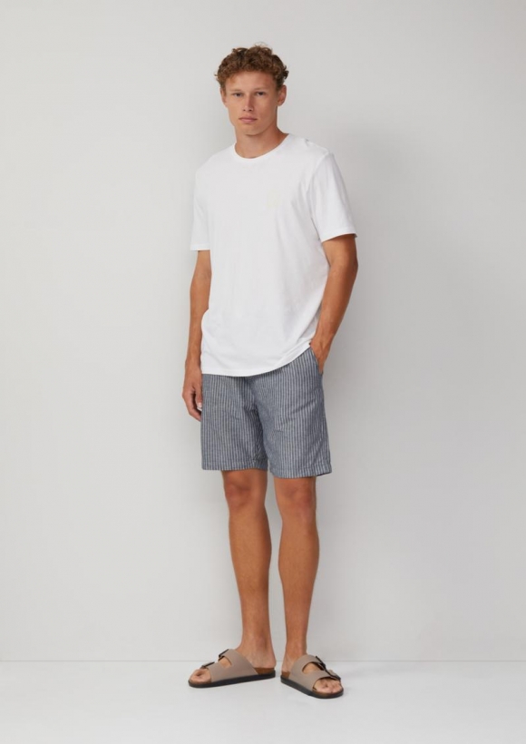 s.Oliver Gestreifte Shorts aus Leinenmix - tiefblau