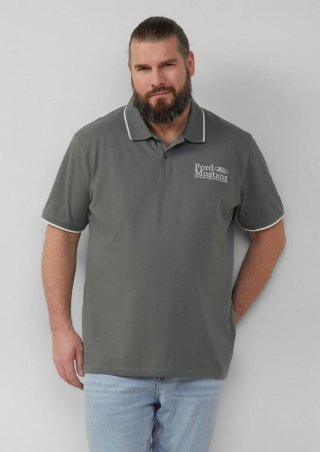 s.Oliver Poloshirt aus Piqué mit Stickerei und Ford®-Artwork - grau
