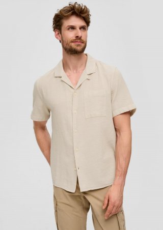 s.Oliver Resort Fit: Kurzarmhemd aus Leinenmix - beige