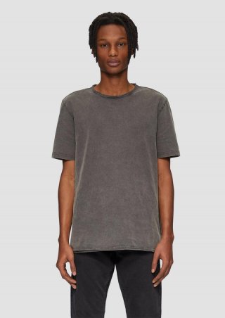 s.Oliver Gewaschenes T-Shirt mit Rollkante - dunkelbraun