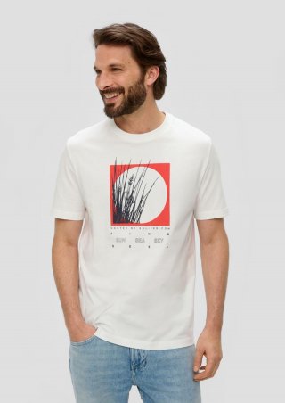 s.Oliver T-Shirt mit Artwork - weiß