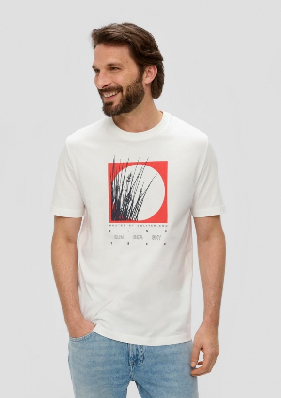 s.Oliver T-Shirt mit Artwork - weiß