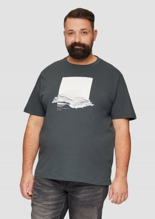 s.Oliver Crew-Neck-Shirt mit Frontprint - schiefergrau