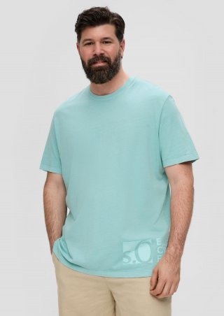 s.Oliver T-Shirt mit Label-Print - helles türkis