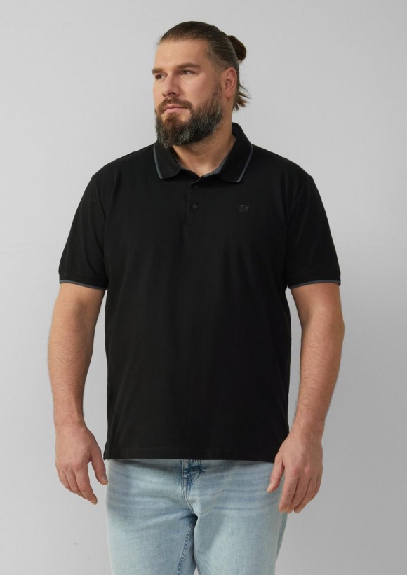 s.Oliver Sportives Piqué-Poloshirt mit Kontrast-Details - schwarz s.Oliver Sportives Piqué-Poloshirt mit Kontrast-Details - schwarz