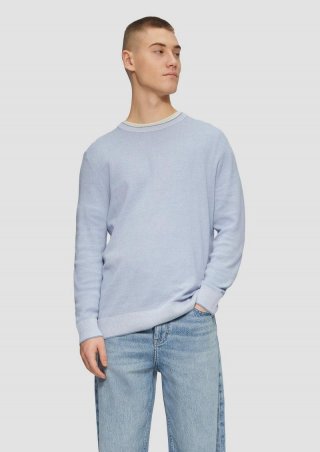 s.Oliver Strickpullover in Melange-Optik - blassblau