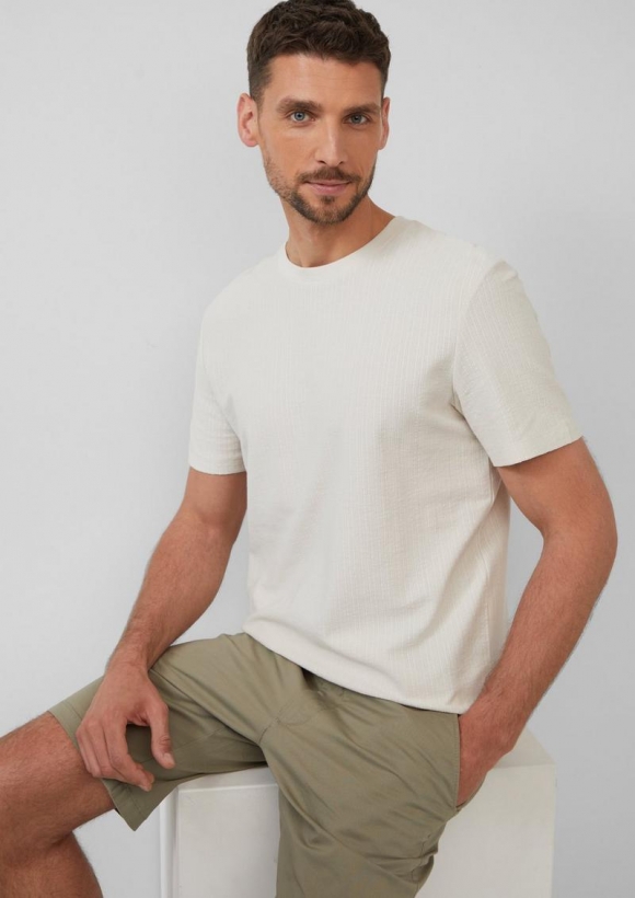 s.Oliver Baumwoll-T-Shirt aus Strukturjersey - wollweiß
