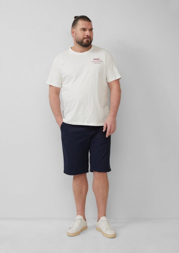 s.Oliver Shorts aus Baumwollstretch mit Waschung - navy