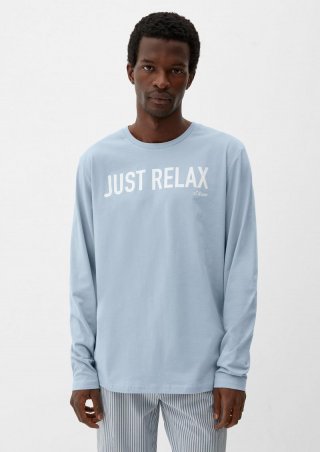 s.Oliver Pyjama-Shirt mit Schriftprint - hellblau