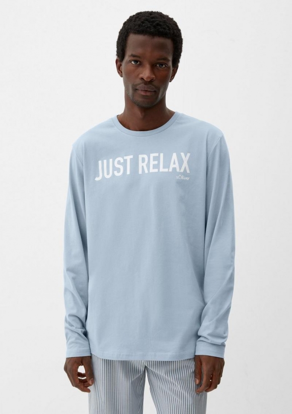 s.Oliver Pyjama-Shirt mit Schriftprint - hellblau