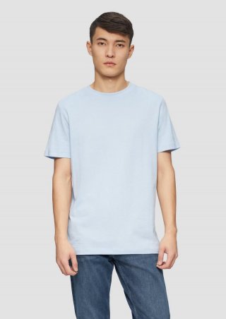 s.Oliver Softes Baumwoll-T-Shirt mit Crewneck - himmelblau