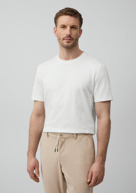 s.Oliver T-Shirt mit Crew Neck aus mercerisiertem Baumwolljersey - weiß