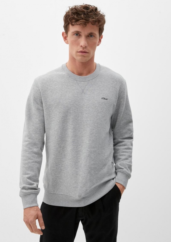 s.Oliver Sweatshirt mit Logoprint - grau meliert