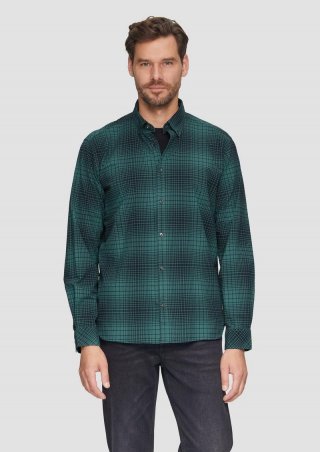 s.Oliver Regular Fit: Hemd aus Baumwollstretch mit Button-Down-Kragen - petrol