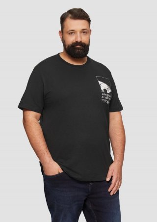 s.Oliver Baumwoll-T-Shirt mit Frontprint - schwarz