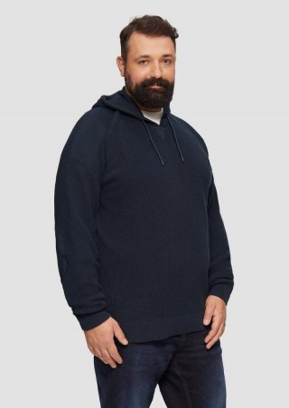 s.Oliver Gestrickter Relaxed-Fit-Hoodie im Fabricmix - navy