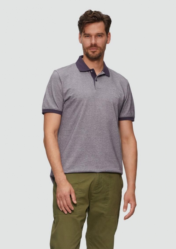 s.Oliver Poloshirt aus Baumwollpiqué mit Kontrast-Details - flieder