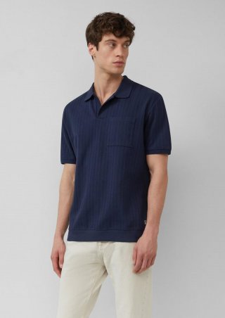 s.Oliver Poloshirt im Relaxed Fit mit Struturstreifen - tiefblau
