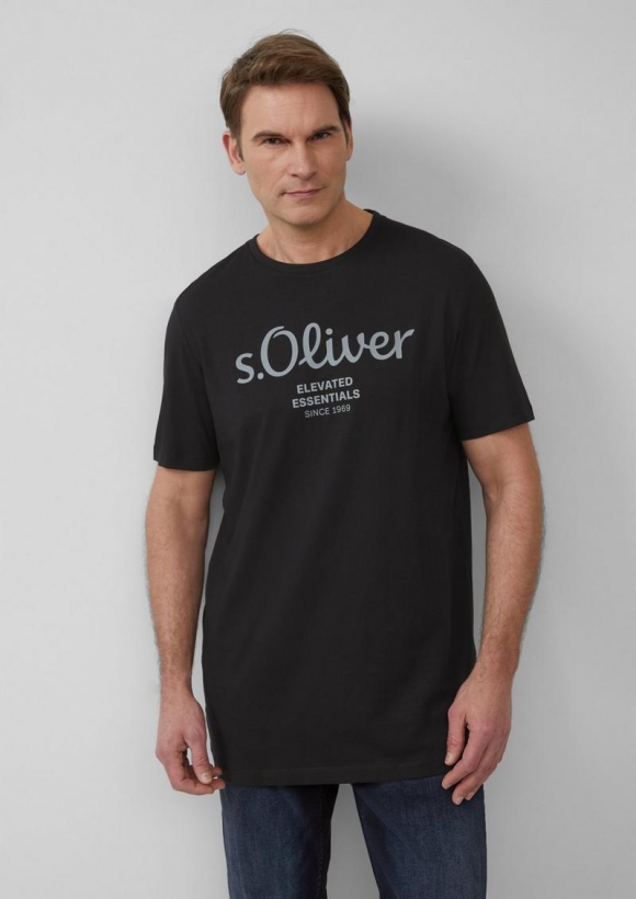 s.Oliver T-Shirt mit Logo-Print - schwarz