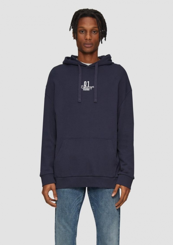 s.Oliver Kapuzen-Sweatshirt mit Frontprint - tiefblau
