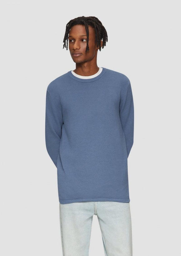 s.Oliver Strickpullover mit Rippstruktur - hellblau