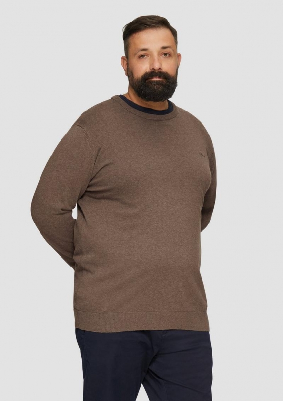s.Oliver Strickpullover mit Crewneck - cognac