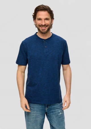 s.Oliver Baumwollshirt mit Henleyausschnitt - navy