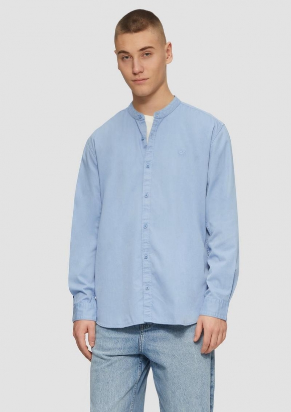 s.Oliver Regular Fit: Gewaschenes Hemd mit Stickerei - blassblau