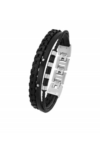 s.Oliver Lederarmband mit Beads-Details - silber