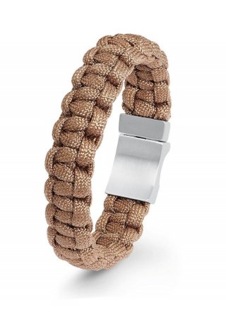s.Oliver Flechtarmband aus Nylon mit Edelstahl - mokka