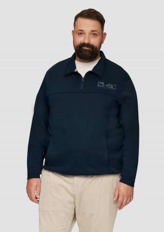 s.Oliver Sweatshirt mit Troyer-Kragen und seitlichen Eingrifftaschen - navy
