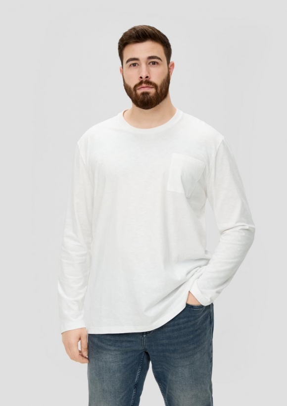 s.Oliver Longsleeve mit Flammgarnstruktur - weiß