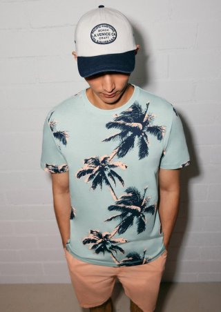 s.Oliver T-Shirt aus Baumwolle mit All-over-Print - ozeangrün