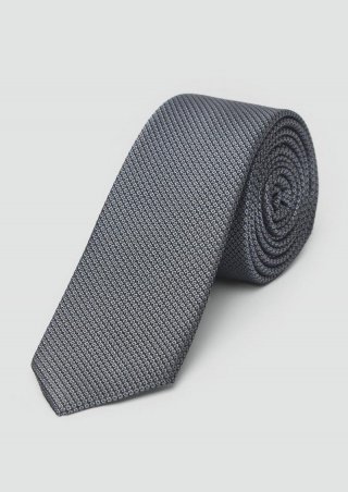 s.Oliver Krawatte aus Seidenmix mit Jacquard-Muster - schiefergrau