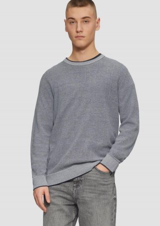 s.Oliver Strickpullover in Melange-Optik - dunkelblau