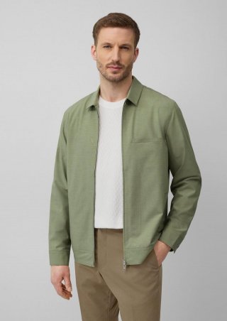 s.Oliver s.O PURE: Blouson-Jacke aus meliertem Stretch-Material - olivgrün