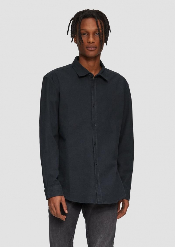 s.Oliver Regular Fit: Fein kariertes Baumwollhemd - navy