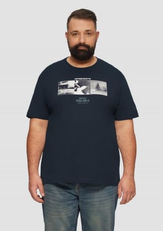 s.Oliver T-Shirt mit Crew Neck und Frontprint - navy