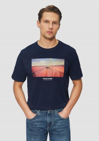 s.Oliver Baumwoll-T-Shirt mit Fotoprint - tiefblau