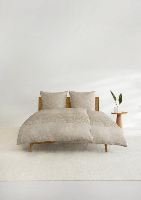 s.Oliver Bettwäsche mit Logo-Print - beige