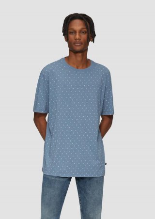 s.Oliver Gewaschenes T-Shirt mit All-over-Print - hellblau