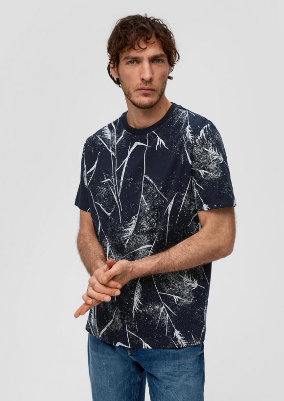 s.Oliver T-Shirt mit All-over-Print - navy