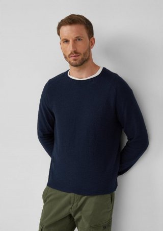 s.Oliver Strukturierter Pullover aus Baumwolle - navy