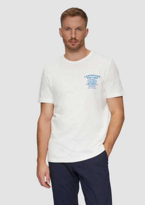 s.Oliver Baumwollshirt mit Frontprint - weiß
