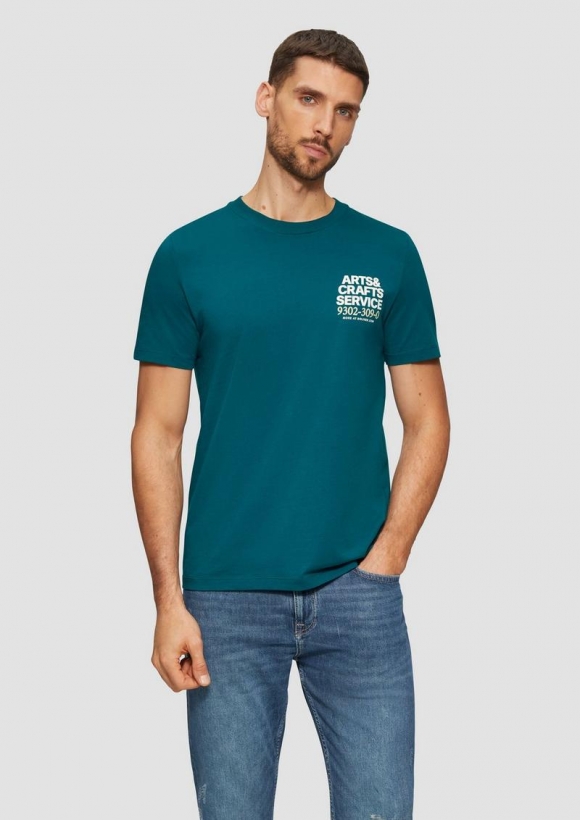 s.Oliver T-Shirt mit Crew Neck und Frontprint - petrol