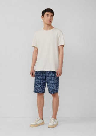 s.Oliver Detroit: Bermuda im Relaxed Fit und All-over-Print - tiefblau