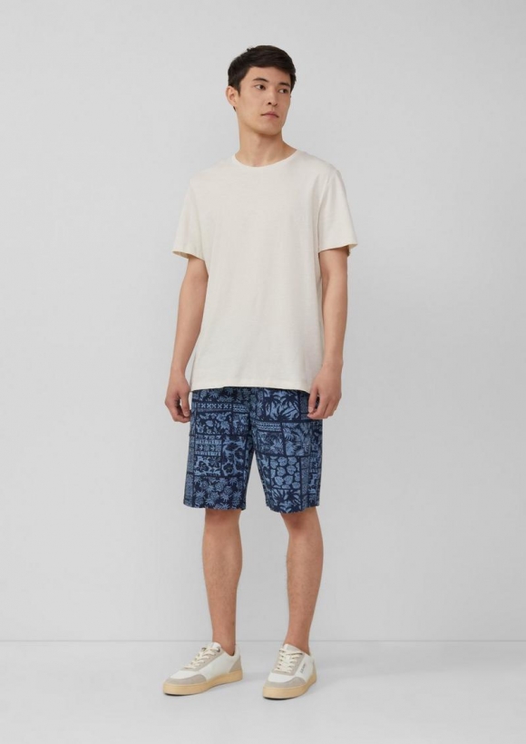 s.Oliver Detroit: Bermuda im Relaxed Fit und All-over-Print - tiefblau